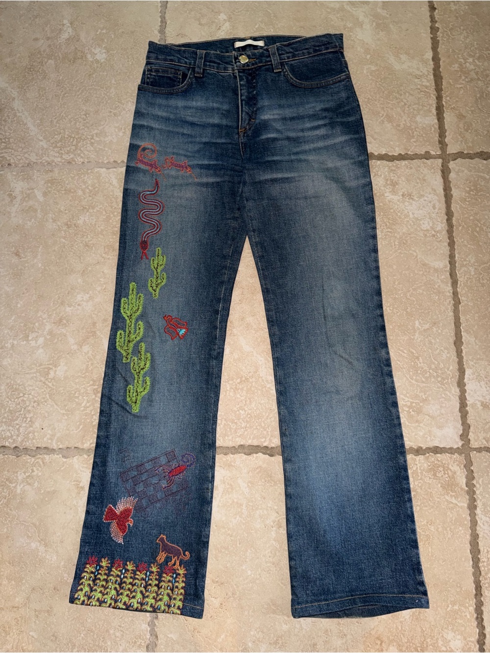 Roberto Cavalli Vintage Y2K Embroidered Desert Southwestern Jeans Size XS